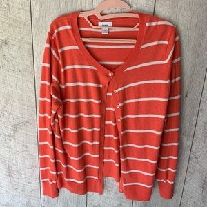 3/$20 Coral and White Stripe Old Navy Cardigan